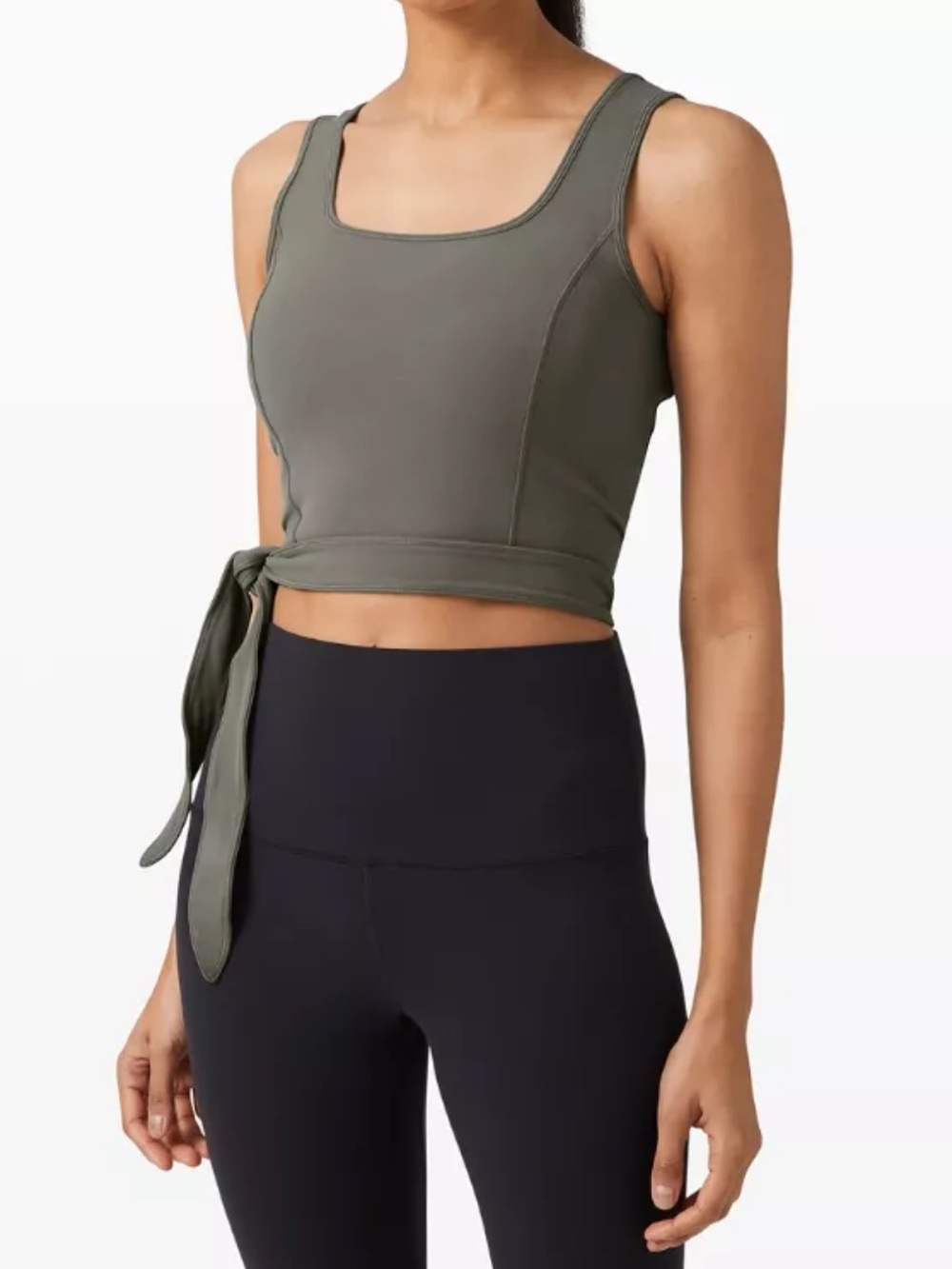 lululemon athletica Olive Green Get Centred Side-Tie Crop Tank